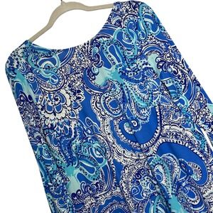 Lilly Pulitzer Ophelia Shift Dress Women L Legga Sea Lattice Back 3/4 Sleeve